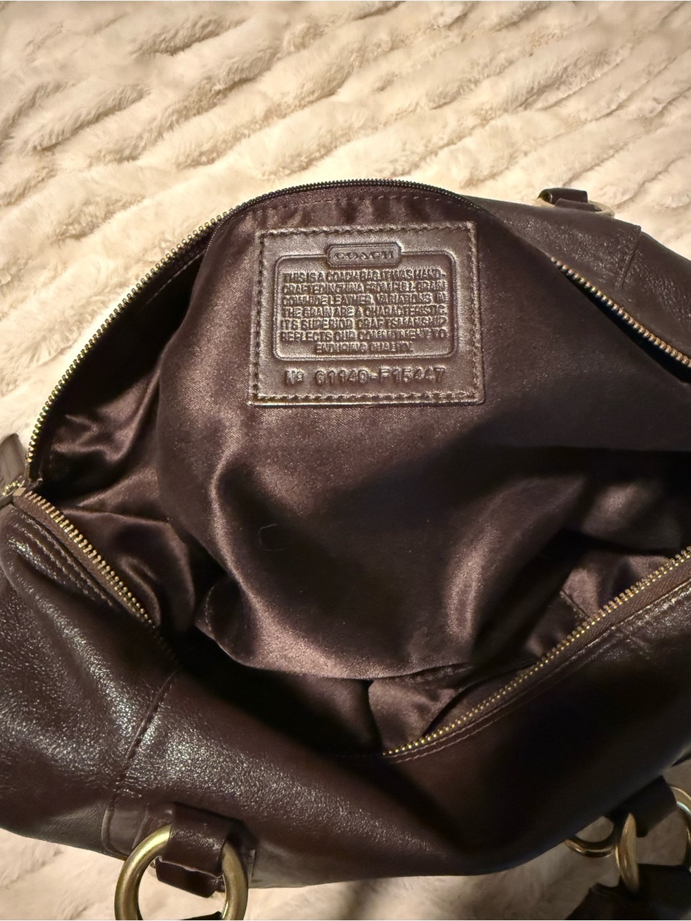 Coach Brown Leather Tote with Gold Hardware - Picture 7 of 8